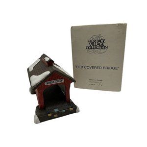 Department 56 Vintage Red Covered Bridge Maple Creek Retired Collectible